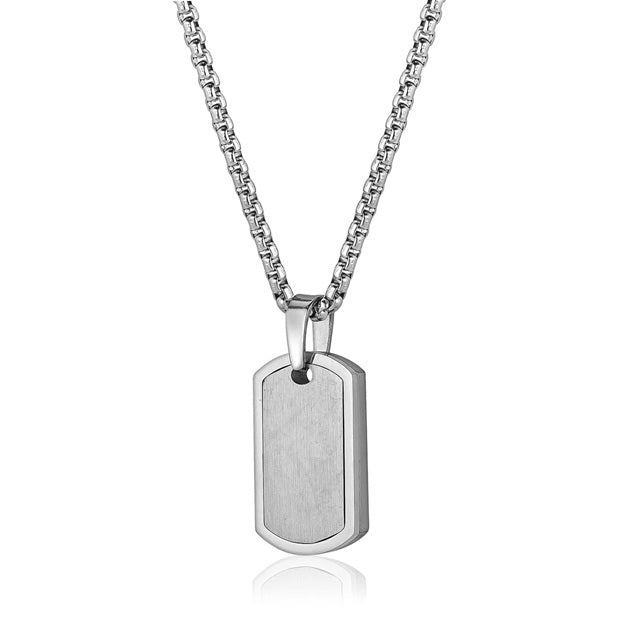 Italgem steel 22" Matte Dog Tag Necklace.