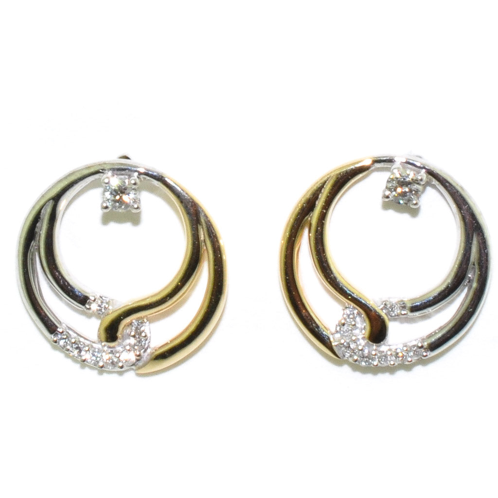 Fire and Ice 10KT White and Yellow Gold 0.11CTW Canadian Diamond Earrings.