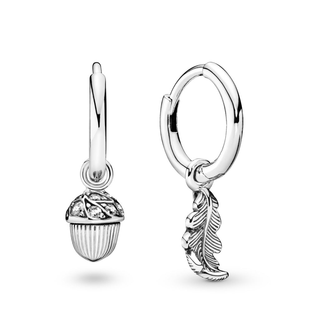 Acorn & Leaf Hoop Earrings
