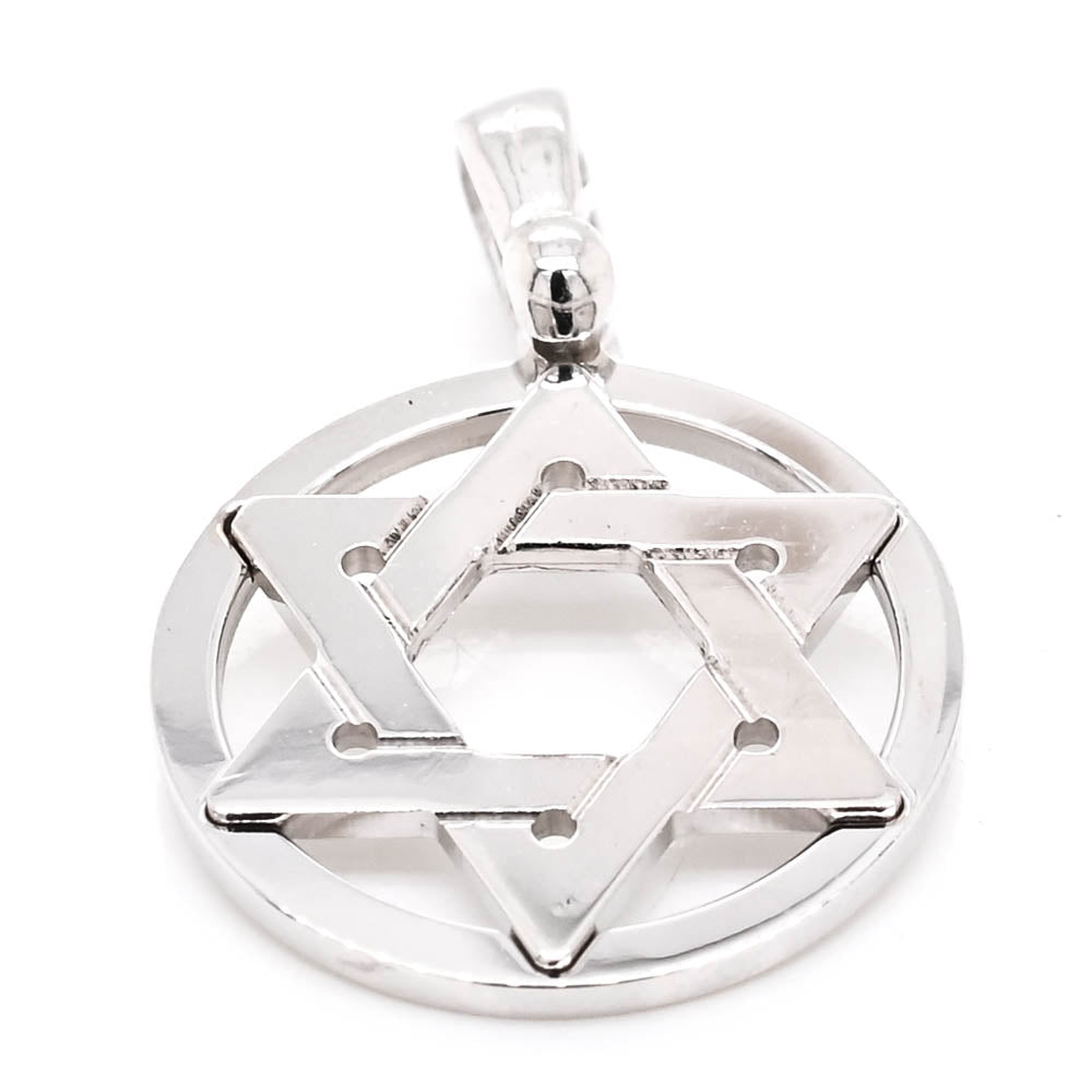 10KT White Gold 18mm Star of David Pendant.