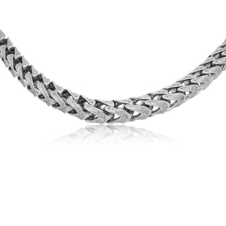Sterling Silver 26" 5.4mm HipHop CZ Pave Set Franco Chain.