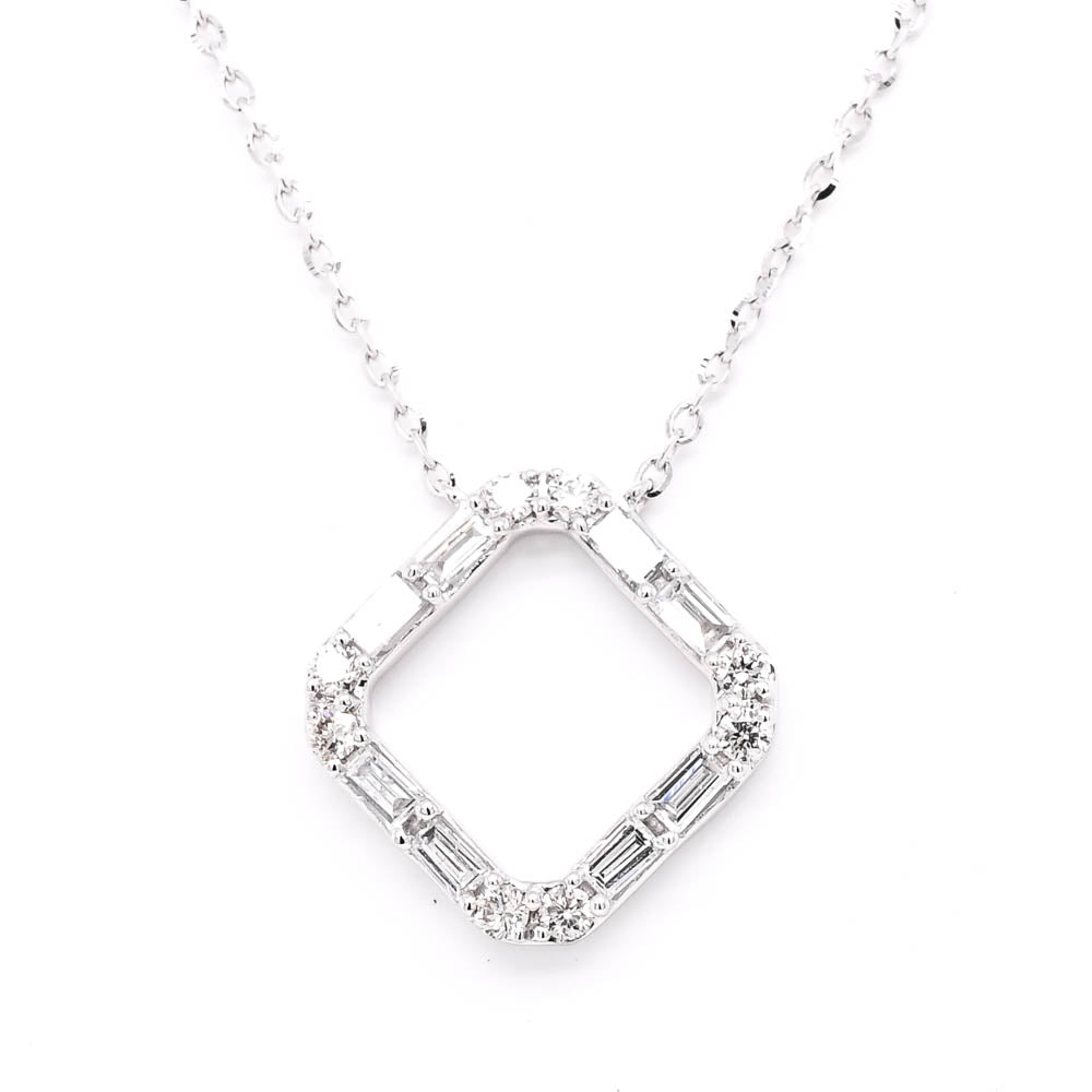 14KT White Gold 18" 0.26CTW Diamond Necklace.