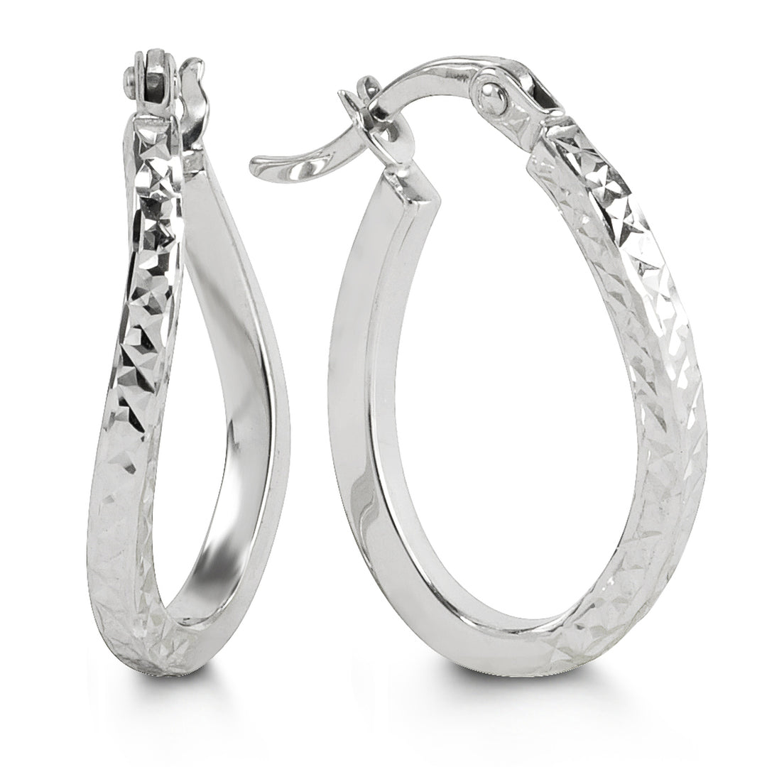 Bella 10KT White Gold 21.7MM Hoop Earrings.
