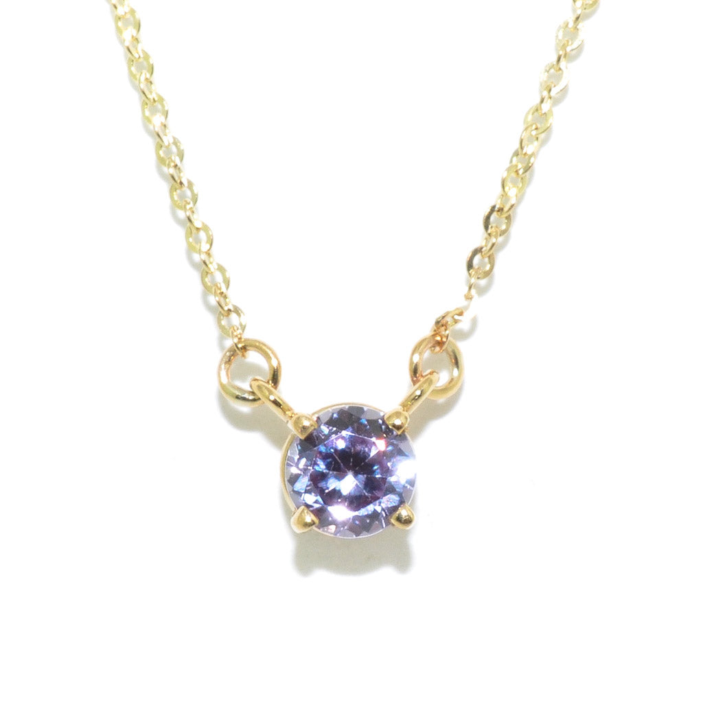 10KT Yellow Gold 18" 5MM Simulated Alexandrite Necklace.