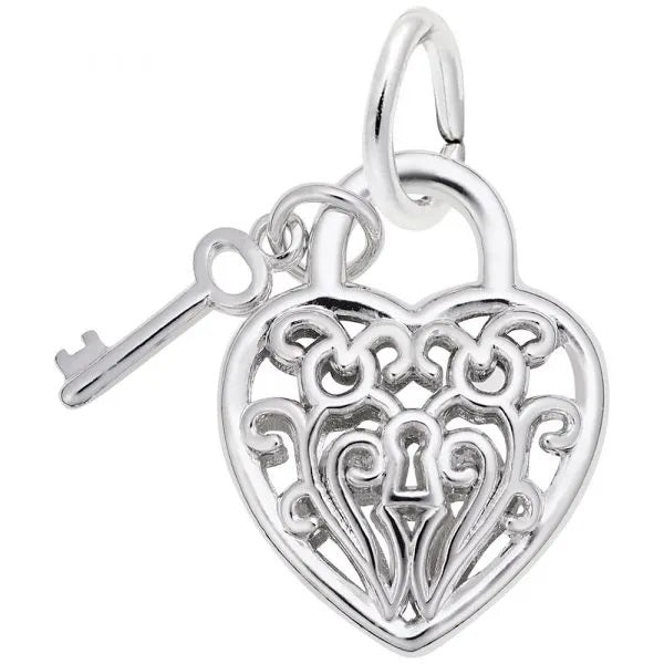 Rembrandt Sterling Silver Heart with Key Charm.