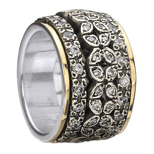 Destiny, Meditation Ring, Sterling Silver, 9KT, C.Z. Size 7
