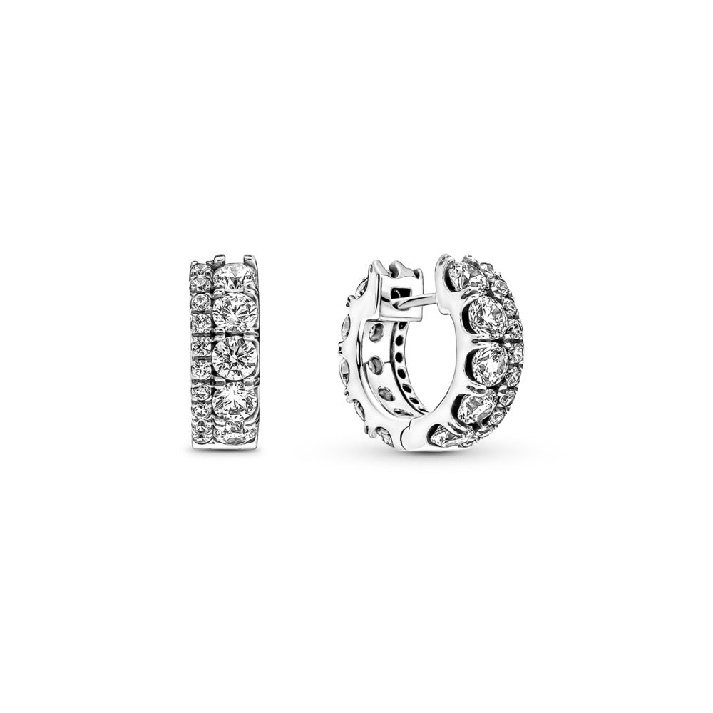 Double Band Pave Hoop Earrings