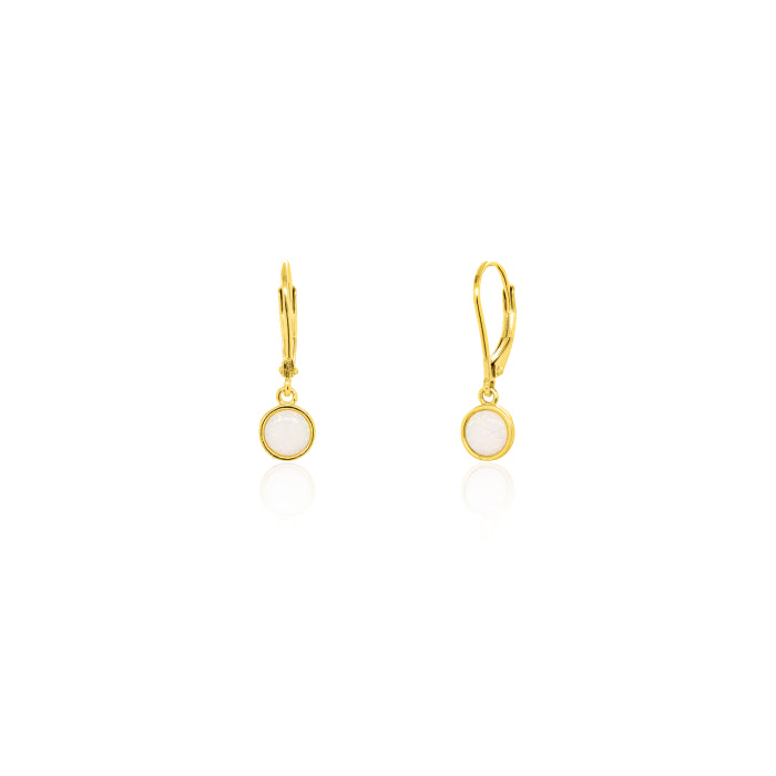 Sterling Silver Gold Vermeil Bezel Set 7mm Opal Leverback Earrings