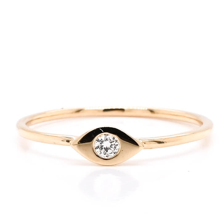 14KT Yellow Gold 0.05CTW Diamond Evileye Ring.