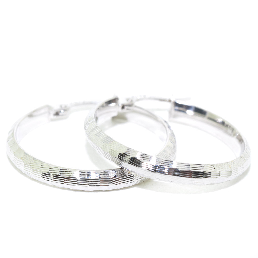 10KT White Gold 24MM Hoop Earrings.