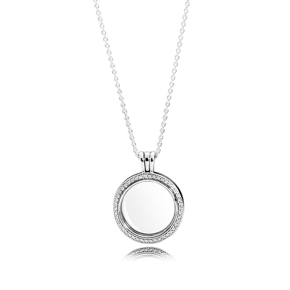 Sparkling PANDORA Floating Locket, Medium, Sapphire Crystal Glass & Cl