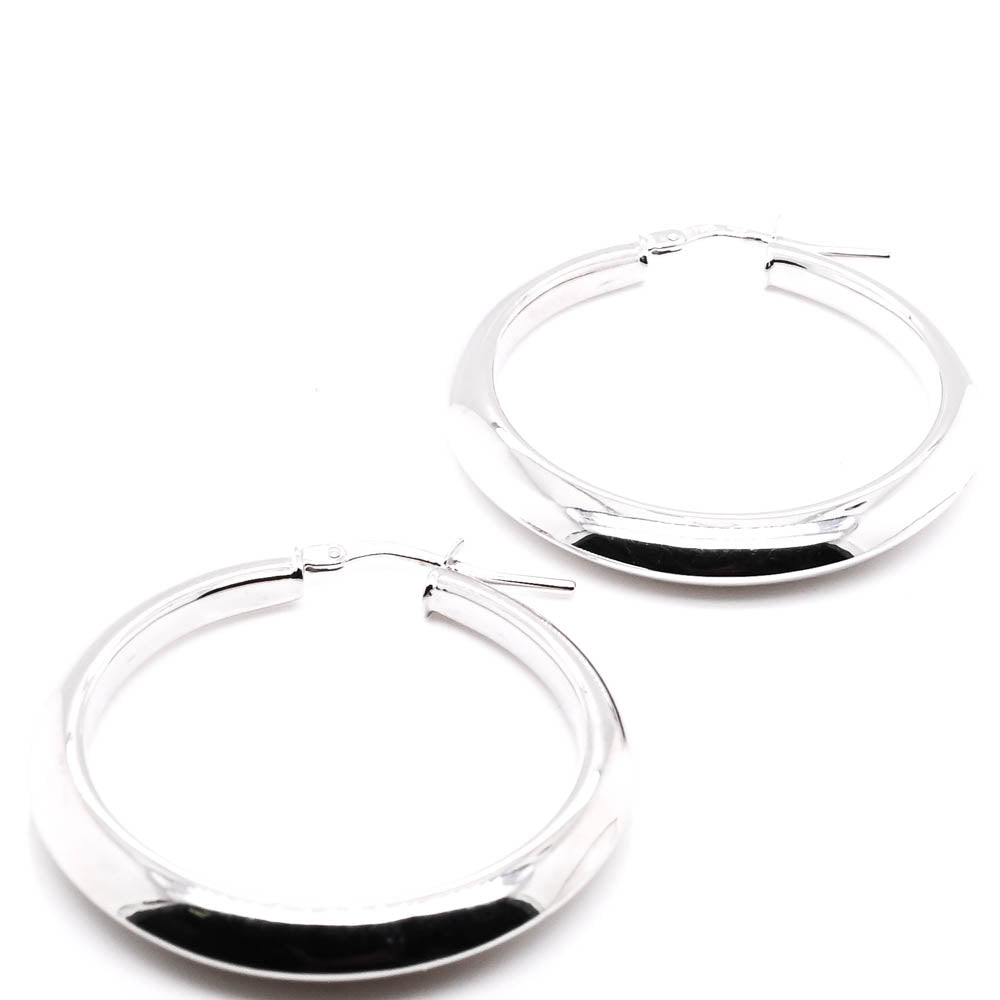 14KT White Gold 33MM Hoop Earrings.