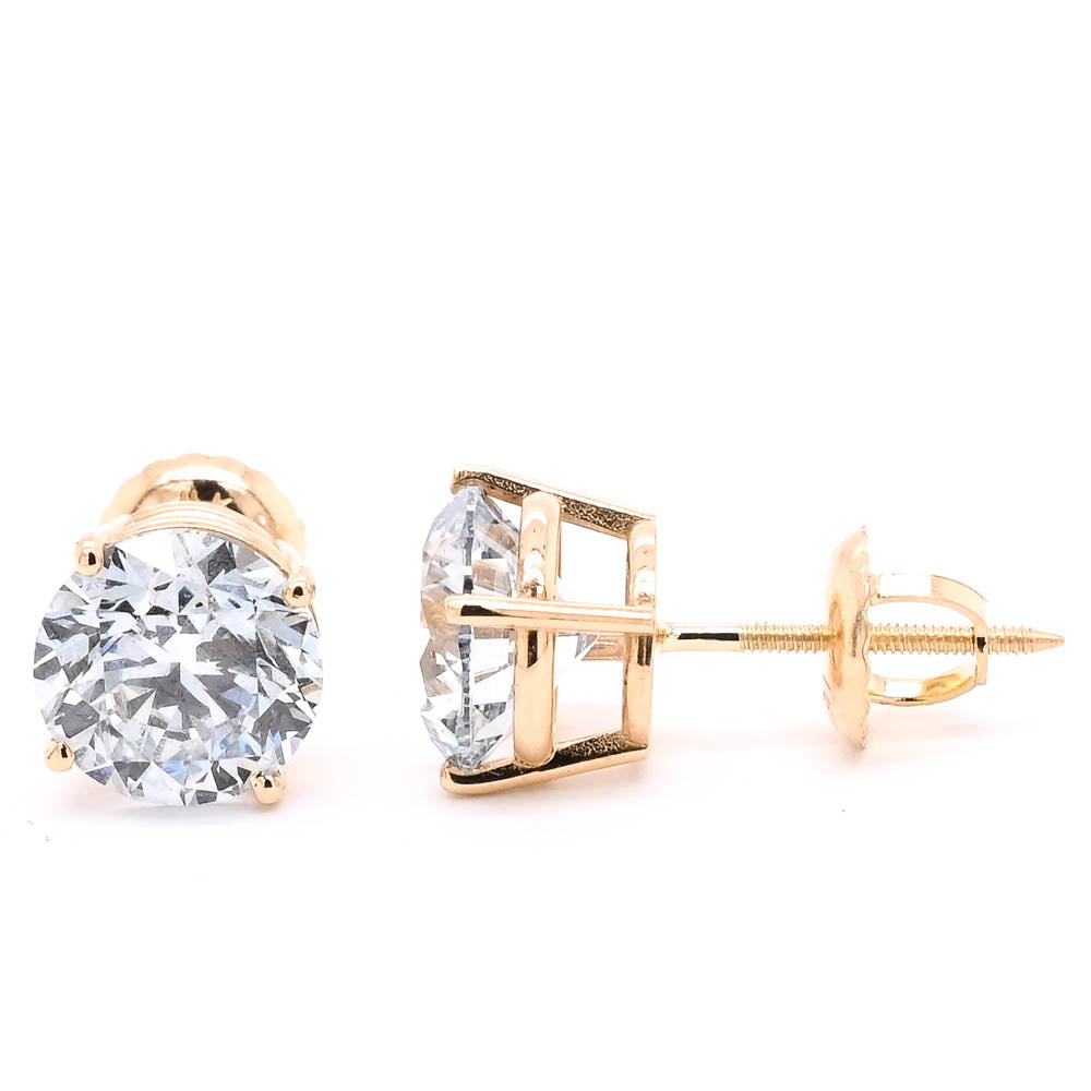 14KT Yellow Gold 2.61CTW VS1-VS2 E-F Colour Round Brilliant Lab Grown diamond Stud Earrings.