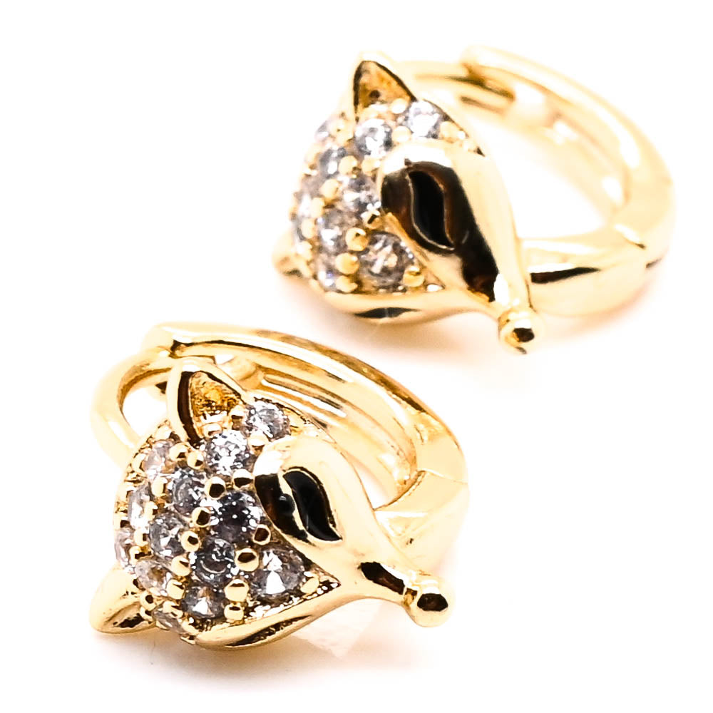 Sterling silver Gold Tone 12mm C.Z Huggie Earrings.