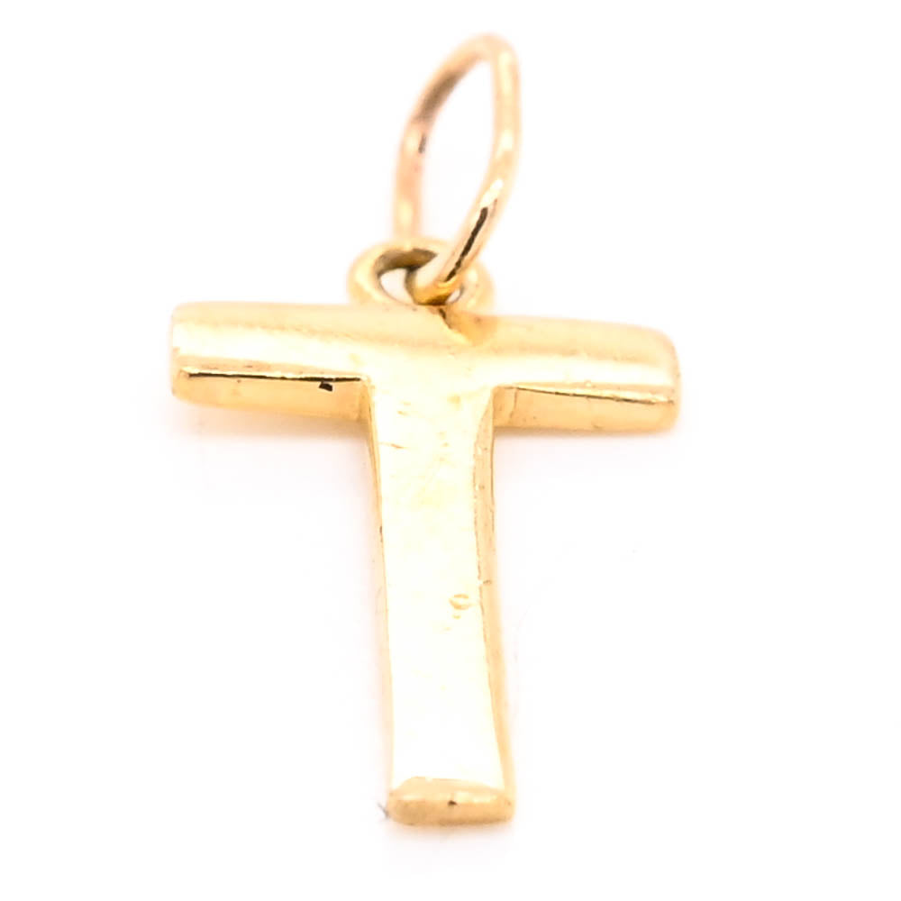 10KT Yellow Gold "T" Initial Pendant.