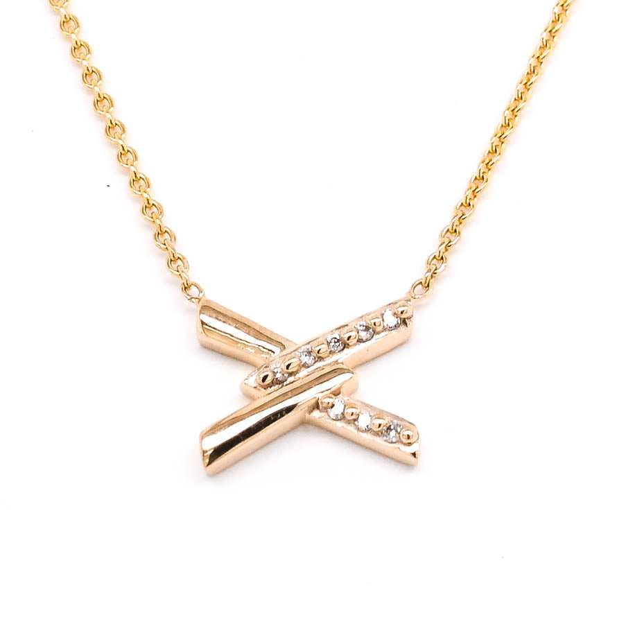 10KT Yellow Gold 18" 0.03CTW Diamond Necklace.