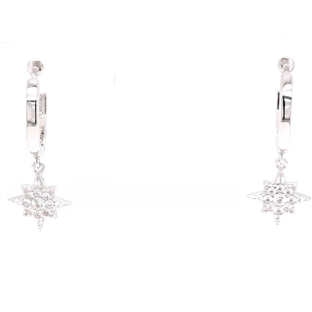 Sterling Silver C.z Dangle Earrings.