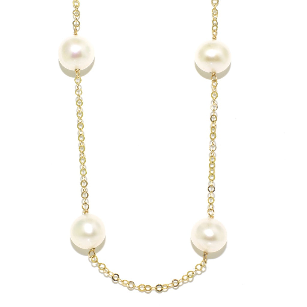 14KT Yellow 18" Gold 6.5-7MM Pearl Necklace.