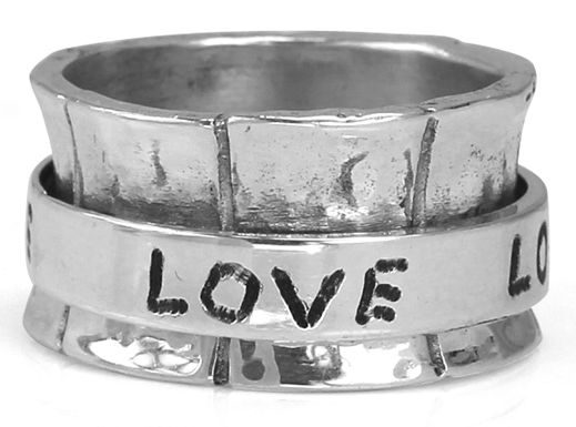 Love, Meditation Ring, Sterling Silver, Size 7.5