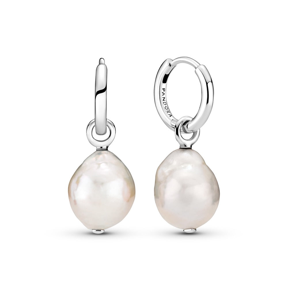 Treated Freshwater Cultured Baroque Pearl Hoop Earrings