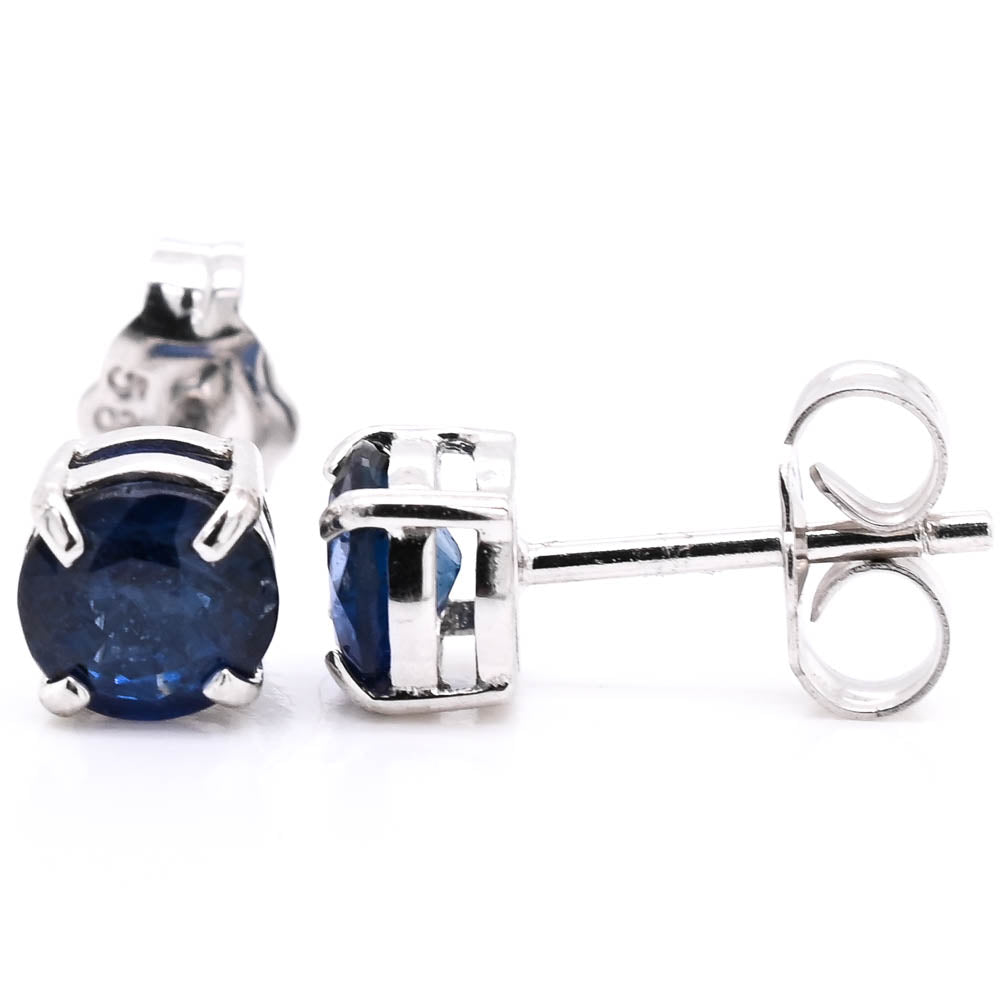 14KT White Gold Blue Sapphire Earrings.