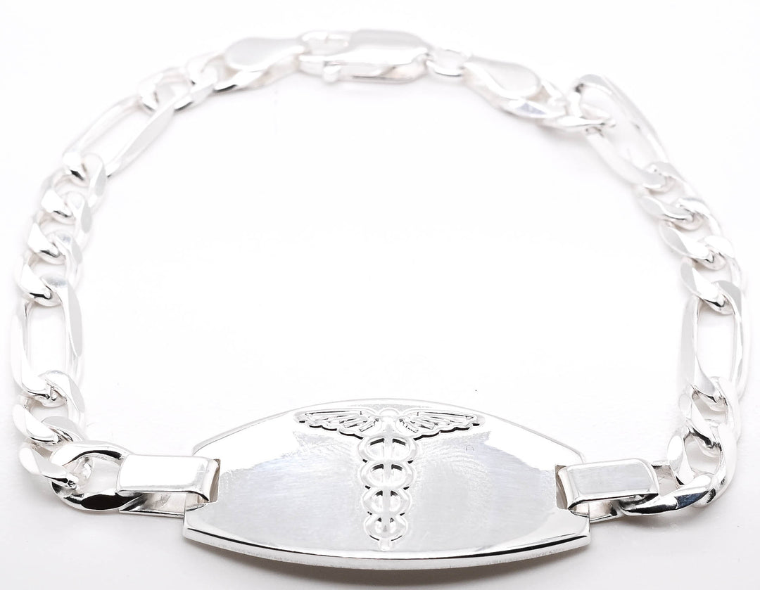 Sterling Silver 8" Medical Alert Bracelet.