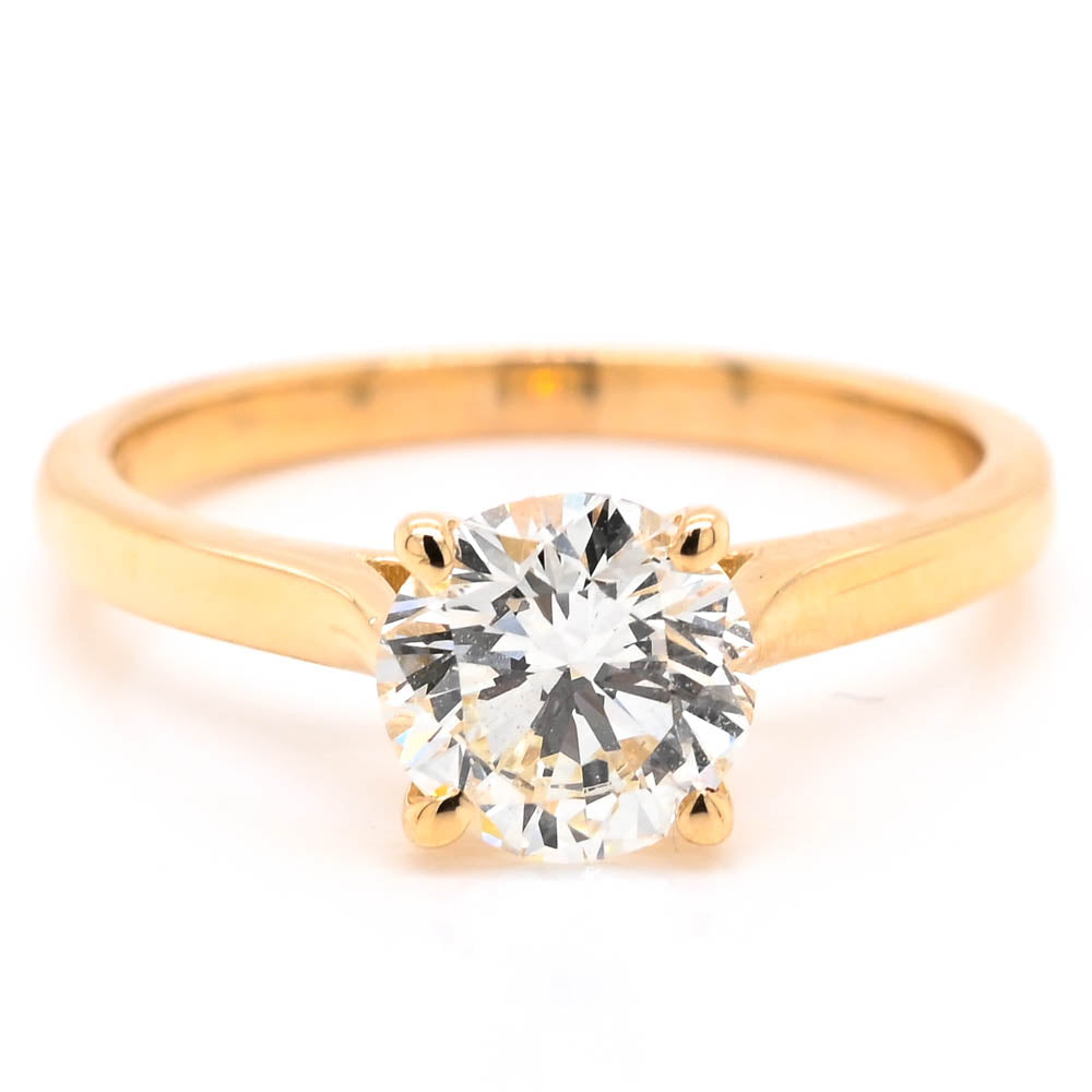14KT Yellow Gold 1.00CT Round Brilliant Solitaire Engagement Ring.