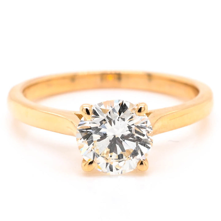14KT Yellow Gold 1.00CT Round Brilliant Solitaire Engagement Ring.