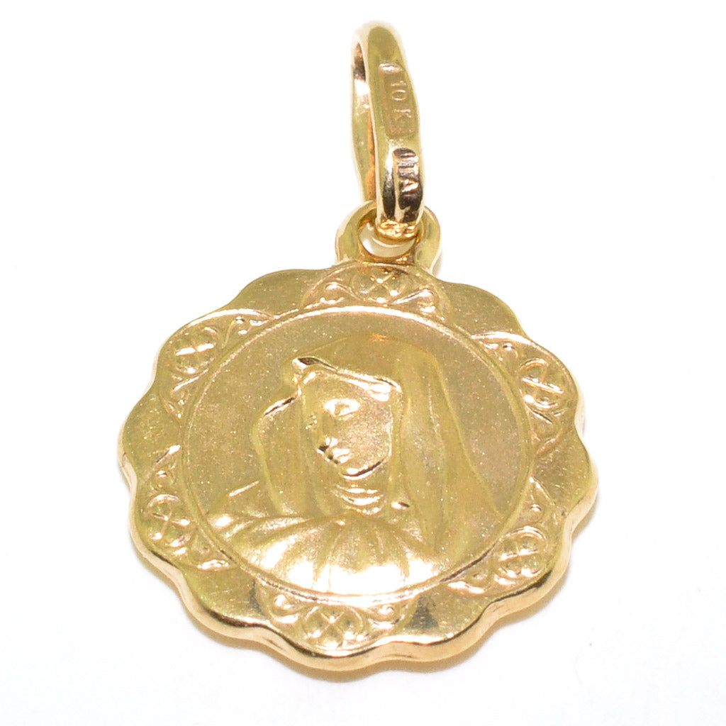 10KT Yellow Gold 12MM Madonna Pendant.