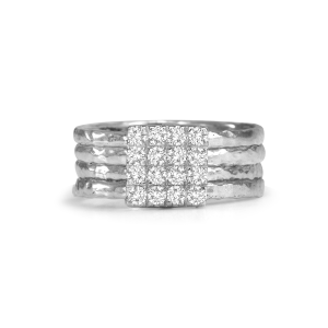 Light Meditation Ring. Sterling Silver and C.Z. Size 9.