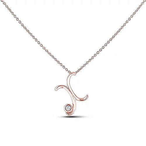 Polar Lights 10KT Rose Gold 18" Letter "X" Initial Necklace.