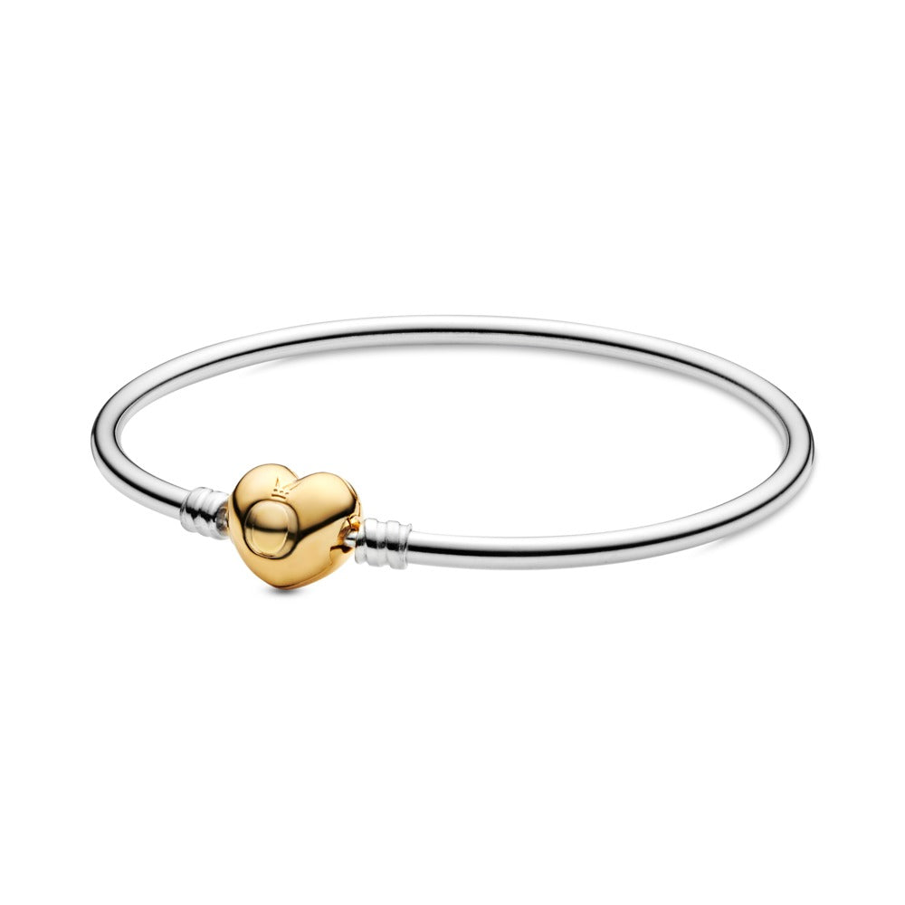 Sterling Silver Bangle, PANDORA Shine Logo Heart