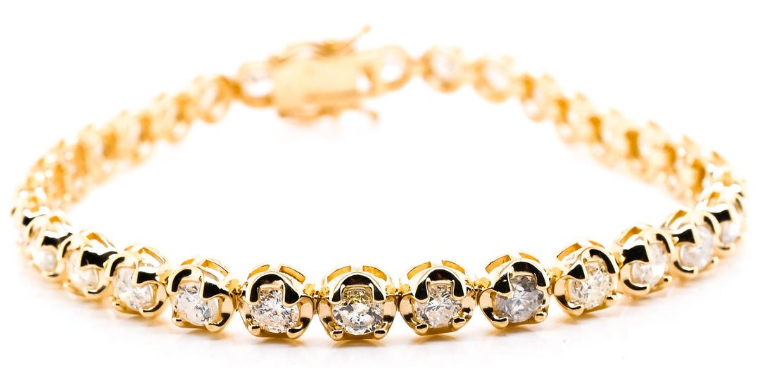 14KT Yellow Gold 7.5" 4.00CTW SI G-H Colour Diamond Tennis Bracelet.