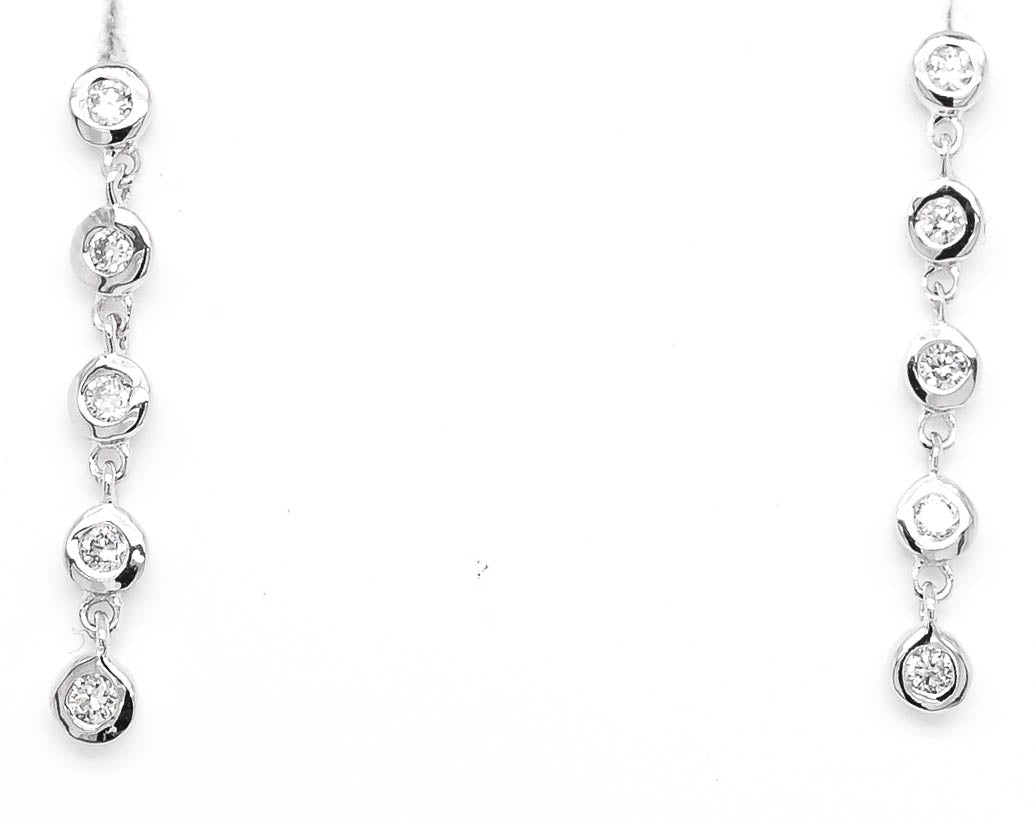 14KT White Gold 0.20CTW CTW Drop Style Backing Diamond Earrings
