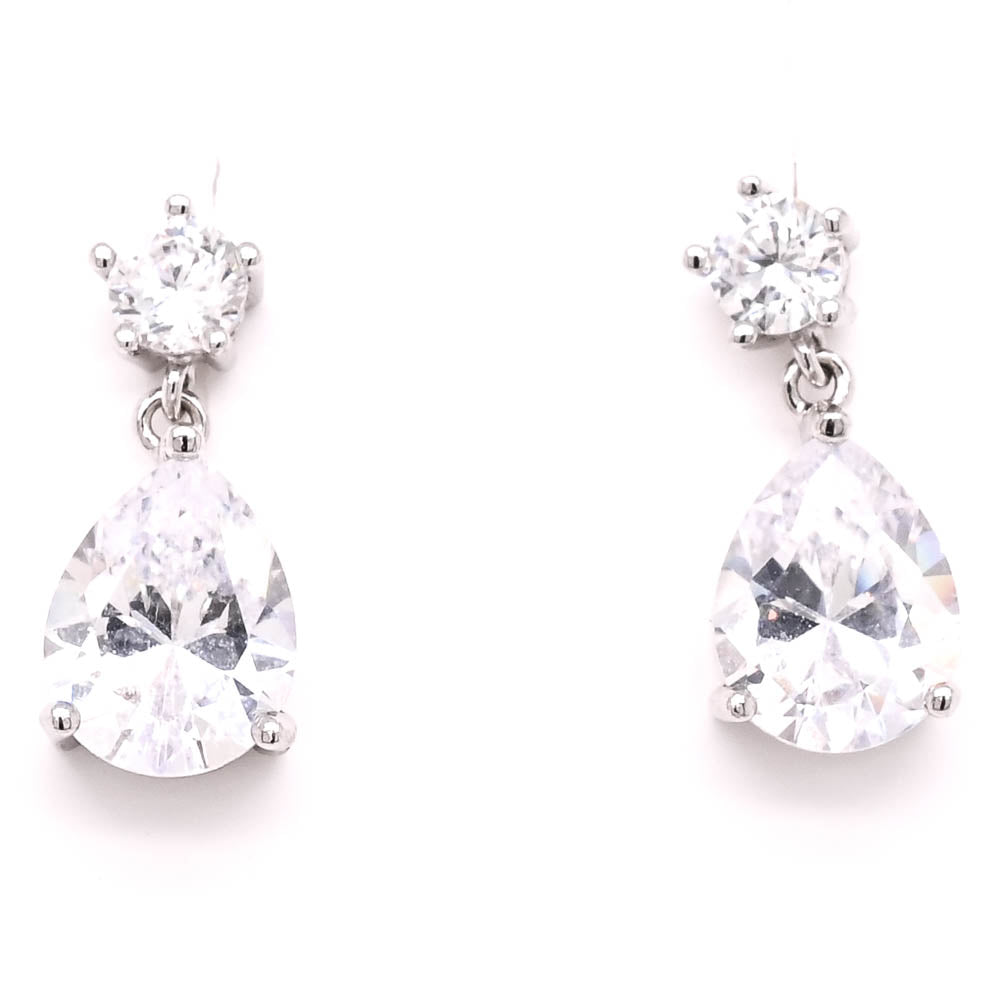 Sterling Silver Pear Shape C.z Earrings.