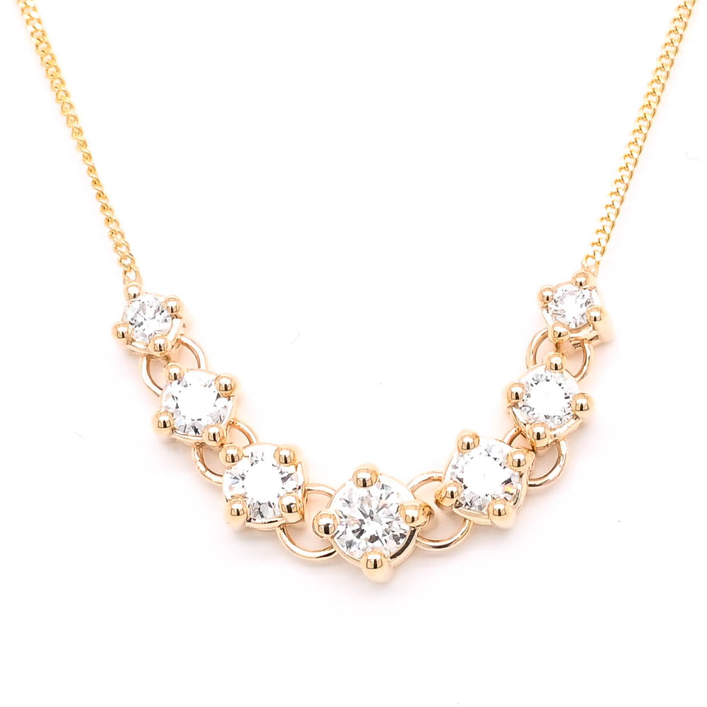 LUJO 10KT Yellow Gold 18" 0.50CTW Round Brilliant LAB Created Diamond Necklace.