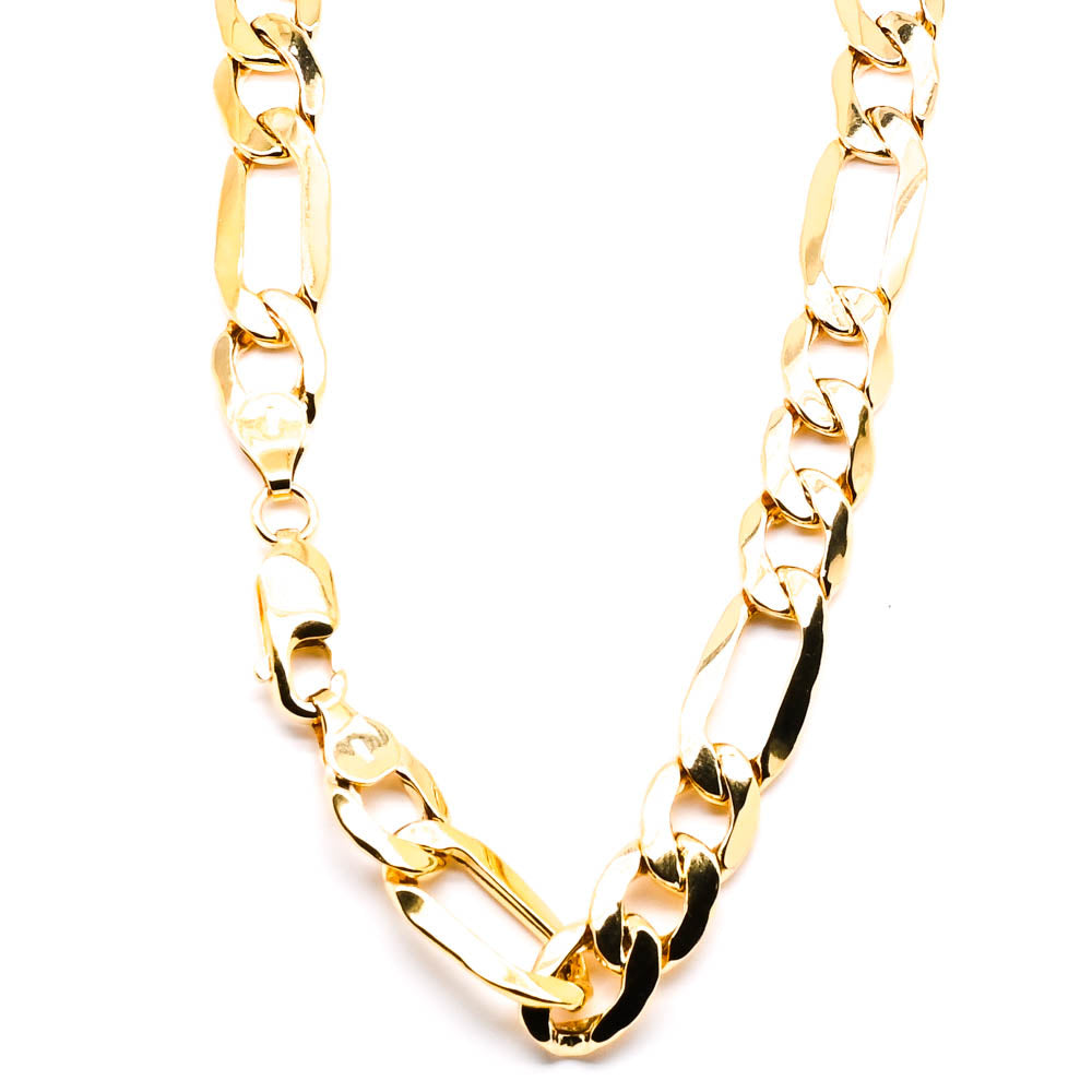 14KT Yellow Gold 24" 9.5mm Hollow Figaro Chain.