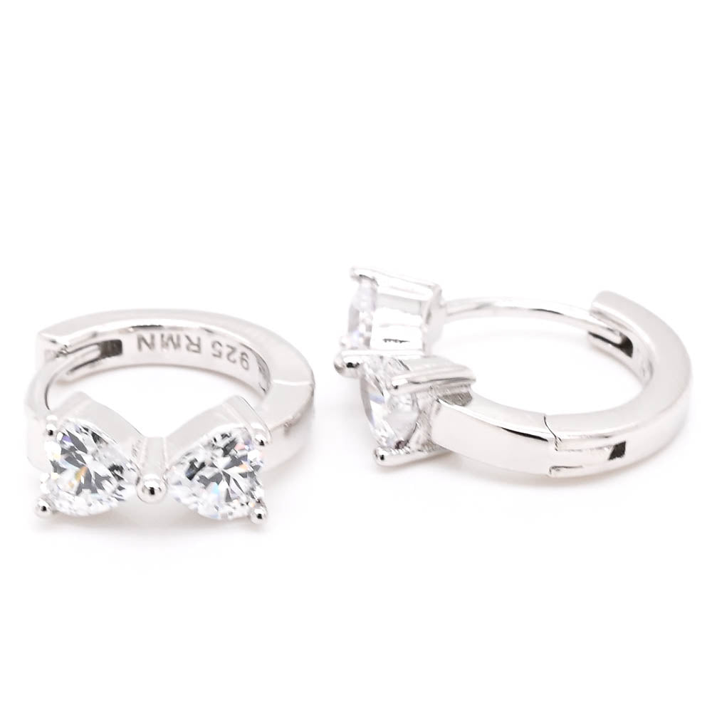 Sterling Silver 16mm C.Z Huggie Earrings.