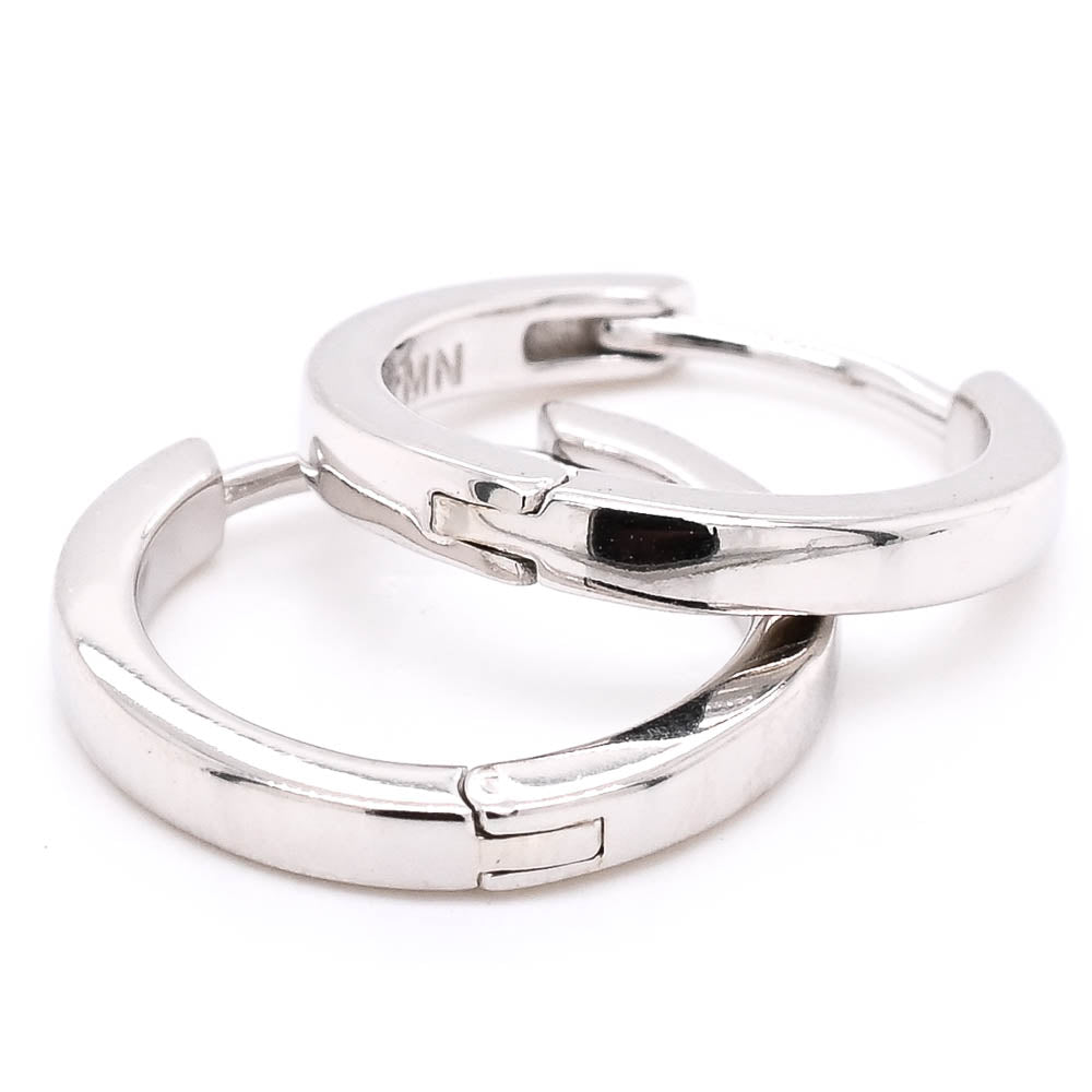 Sterling Silver 14mm Huggie Earrings.