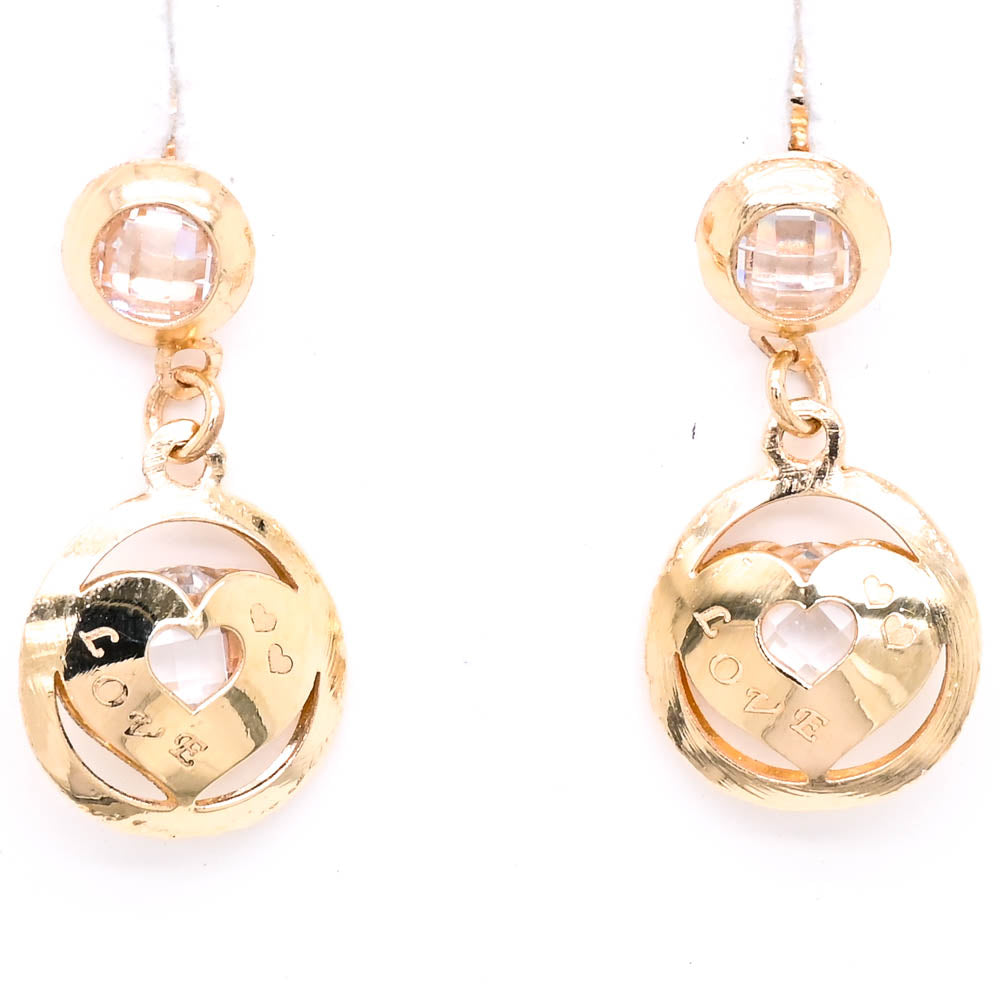 10KT Yellow Gold C.Z Dangle Earrings.