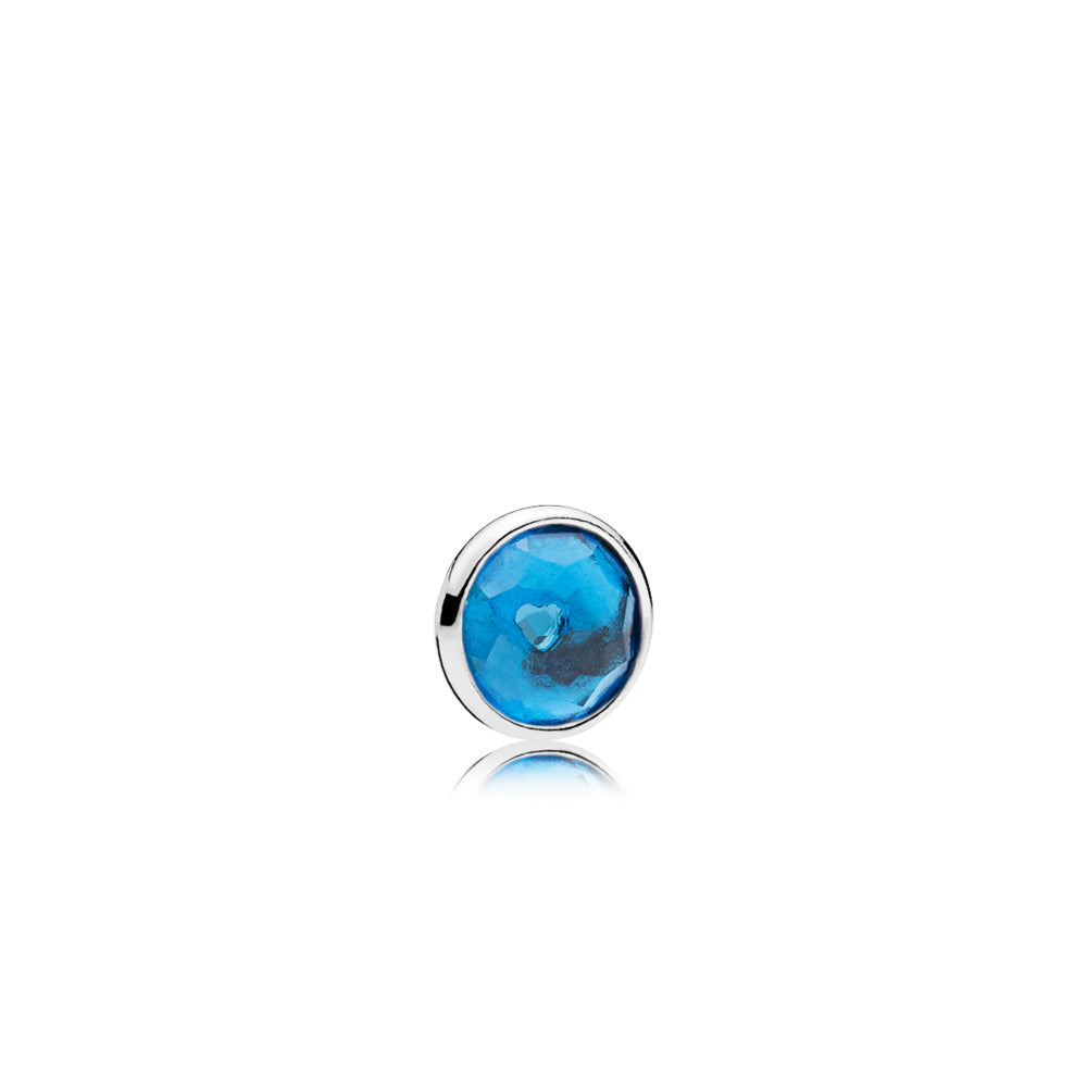 December silver element with London blue crystal droplet