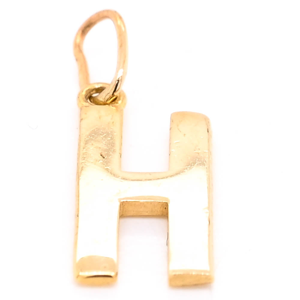 10KT Yellow Gold "H" Initial Pendant.