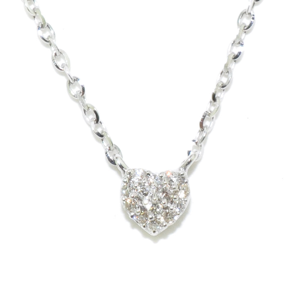 14KT White Gold 18" 0.03CTW Diamond Heart Necklace.