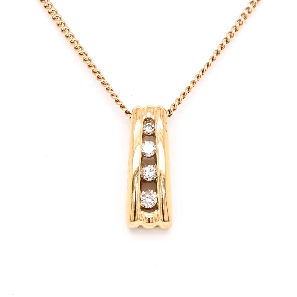 10KT Yellow Gold 18" Diamond Necklace.