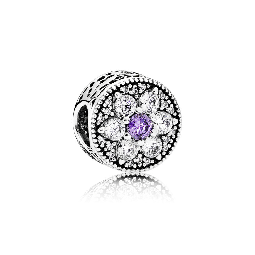 Forget Me Not, Purple & Clear CZ