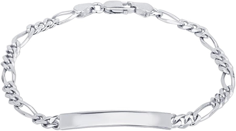 Sterling silver 8" 5mm Id Bracelet on Figaro Link Bracelet.