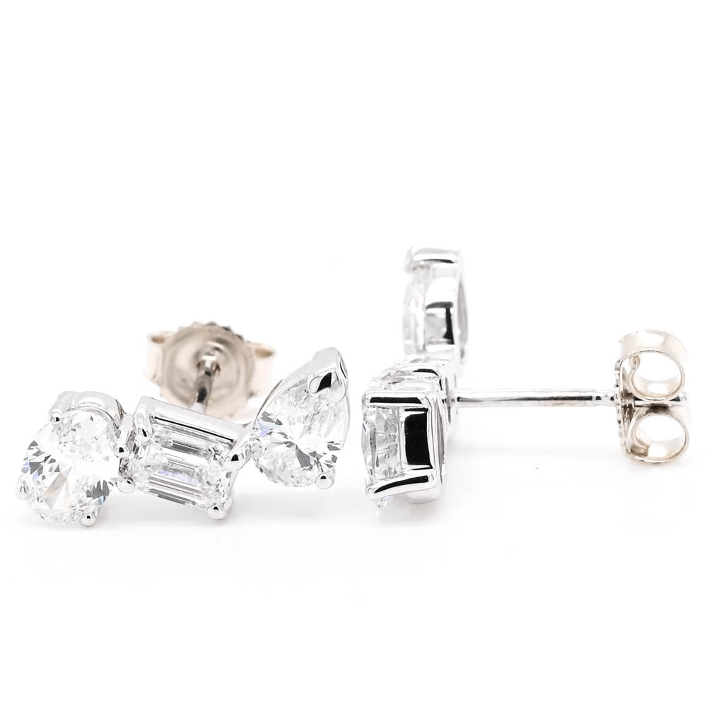 10KT White Gold 1.50CTW Lab Grown Diamond Drop Earrings.