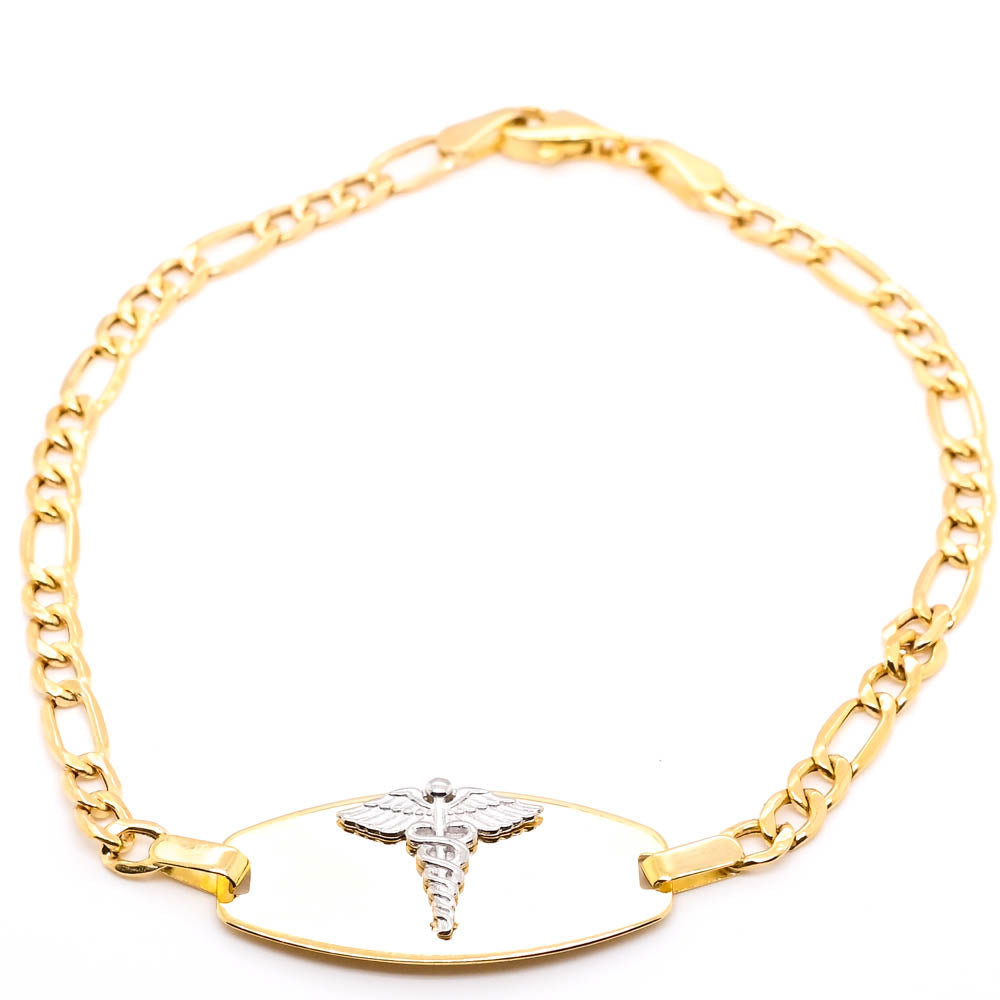 10KT Yellow Gold 8" Medical Alert Bracelet.