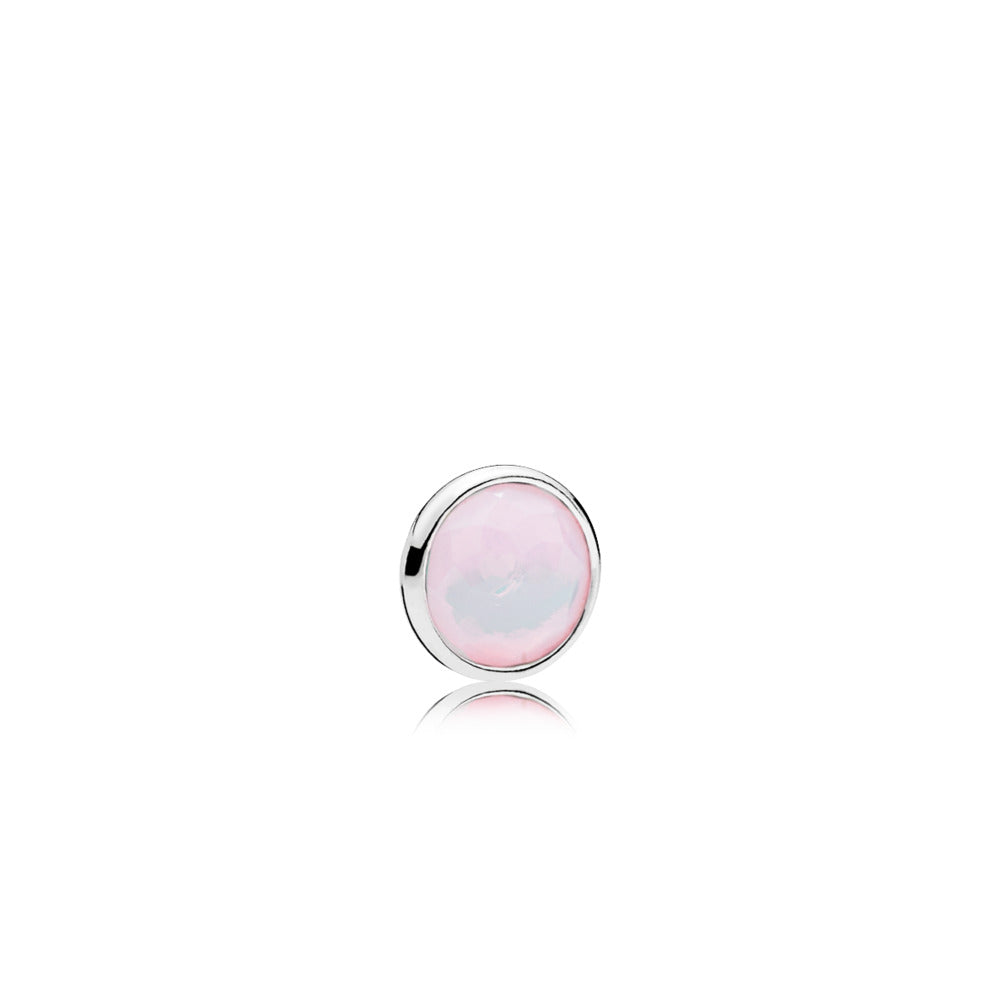 October silver element with opalescent pink crystal droplet
