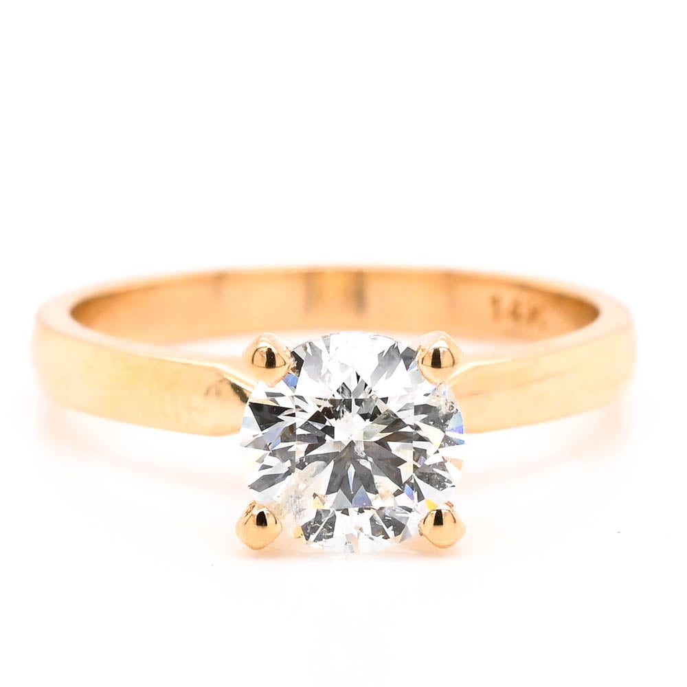 14KT Yellow Gold 0.70CT Round Brilliant Solitaire Engagement Ring.